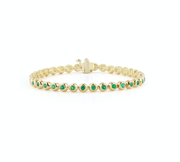 Prive Luxe Ball Emerald and Diamond Tennis Bracelet